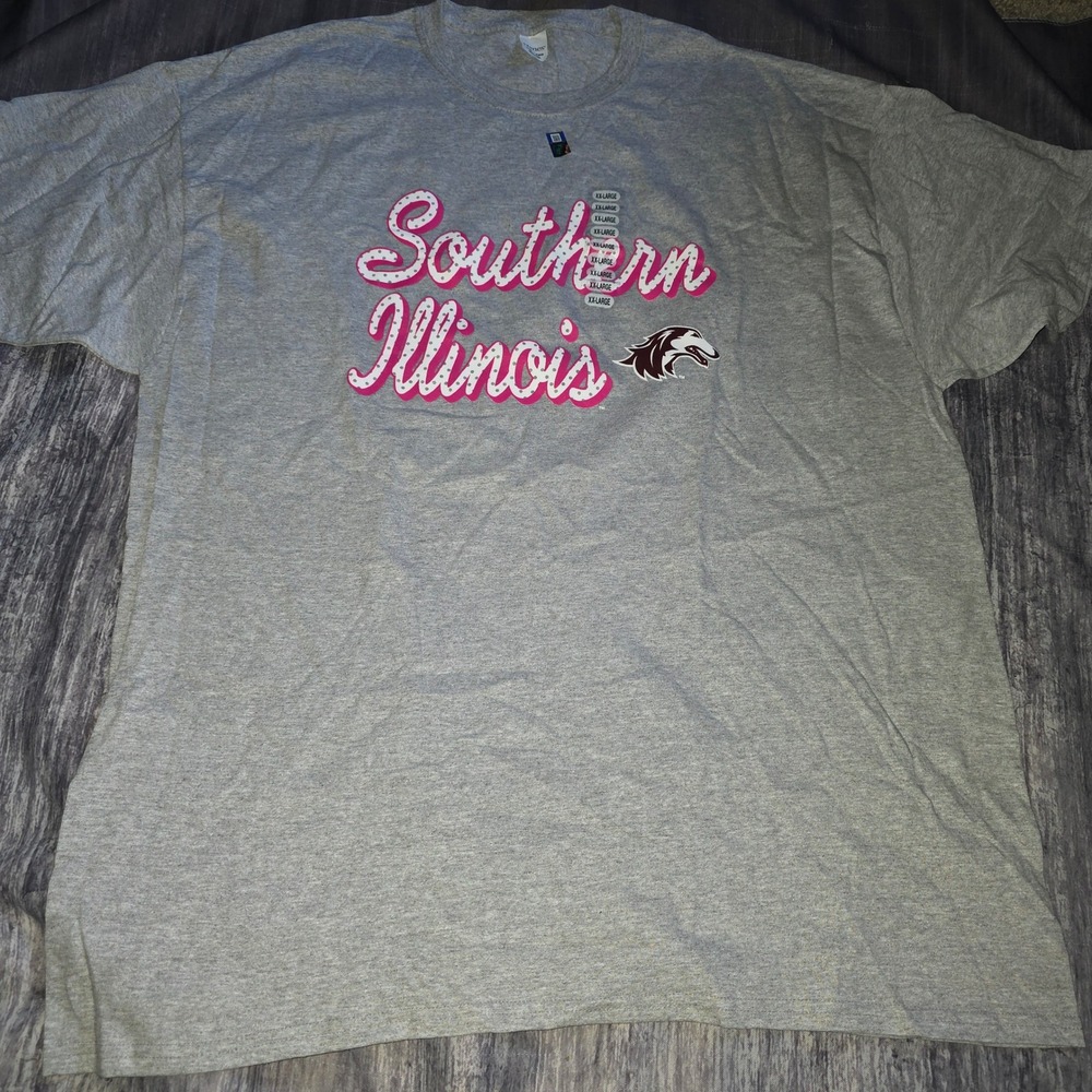 Hanes Southern Illinois Salukis Graphic T-Shirt‎ Gray Pink XXL NEW